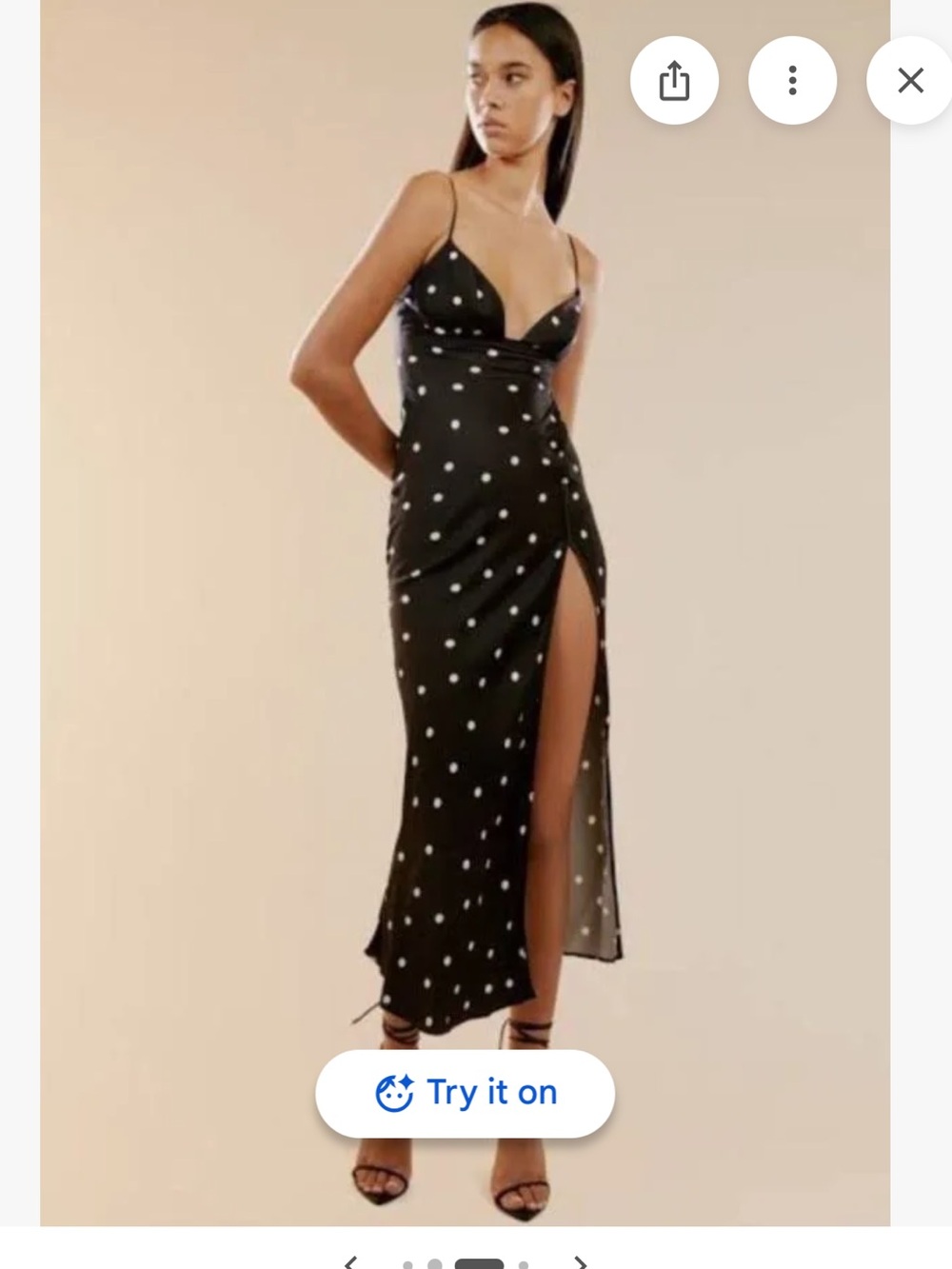 Bardot Black and White Polka Dot Maxi Dress with Side Slit